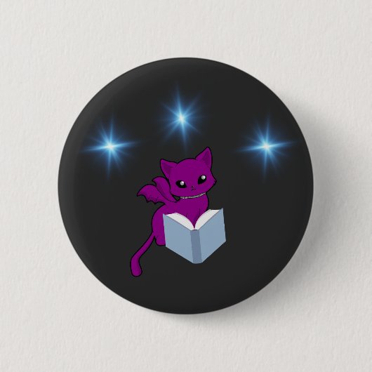 Gargoyle Cat/ Winged Cat Reading Button (Vorderseite)