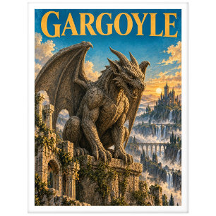 Gargoyle, Gothic Fantasy-Monster Postkarte