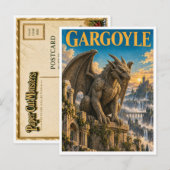 Gargoyle, Gothic Fantasy-Monster Postkarte (Vorne/Hinten)