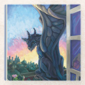 Gargoyle Guardian Art Glasuntersetzer (Vorderseite)