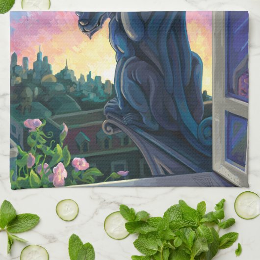 Gargoyle Guardian Geschirrtuch (Gefaltet)