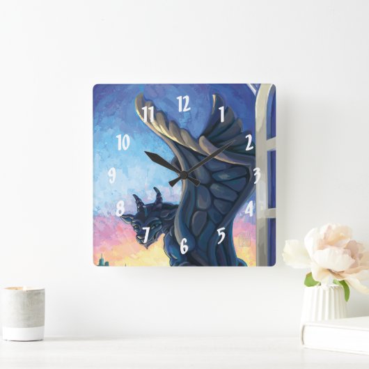 Gargoyle Guardian Quadratische Wanduhr (Zuhause)