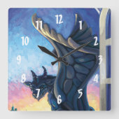 Gargoyle Guardian Quadratische Wanduhr (Vorderseite)