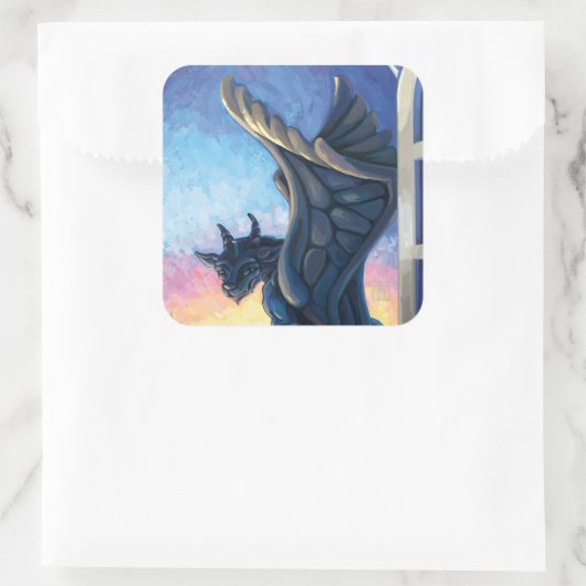 Gargoyle Guardian Quadratischer Aufkleber (Tasche)
