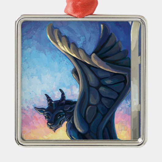 Gargoyle Guardian Silbernes Ornament (Vorne)