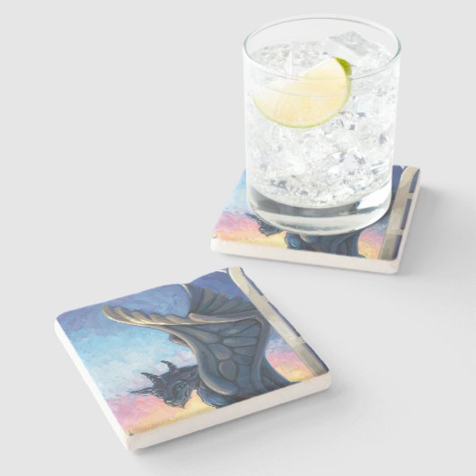 Gargoyle Guardian Steinuntersetzer (Seitenansicht)