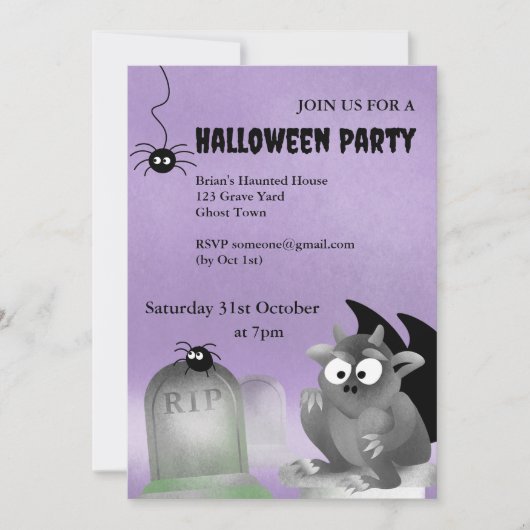 Gargoyle Halloween-Party Einladung (Vorderseite)