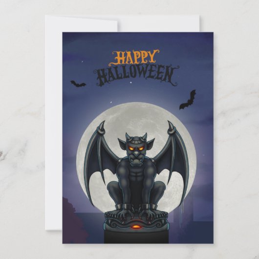 Gargoyle Happy Halloween card Feiertagskarte (Vorderseite)