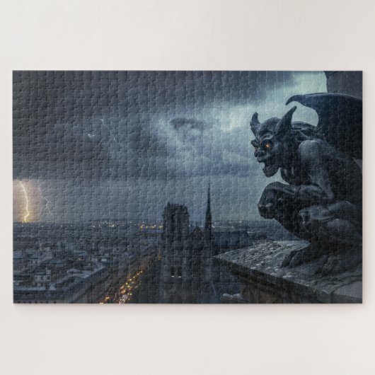 Gargoyle in einer stürmischen Nacht Puzzle (Horizontal)