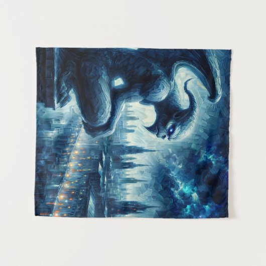 Gargoyle in gotischer Stadt nachts Wandteppich (Vorderseite (Horizontal))