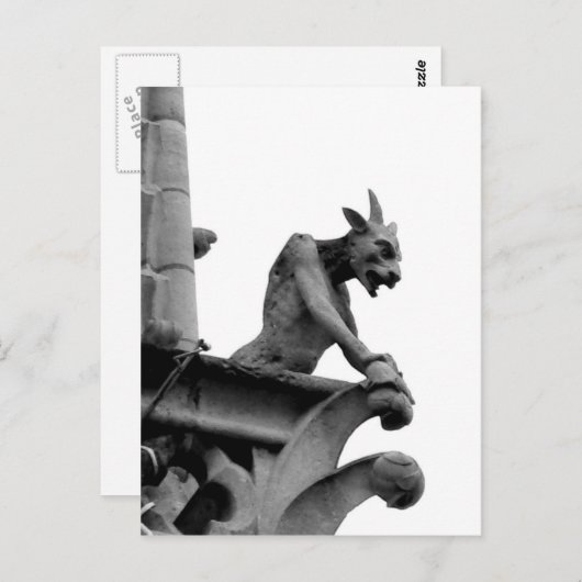 Gargoyle mit Blick auf Paris Postkarte (Vorne/Hinten)