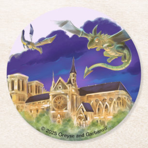 Gargoyle Notre Dame - Paris Papier-Untersetzer (6) Runder Pappuntersetzer