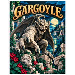 Gargoyle, Papier-Schnitt-Monster Postkarte