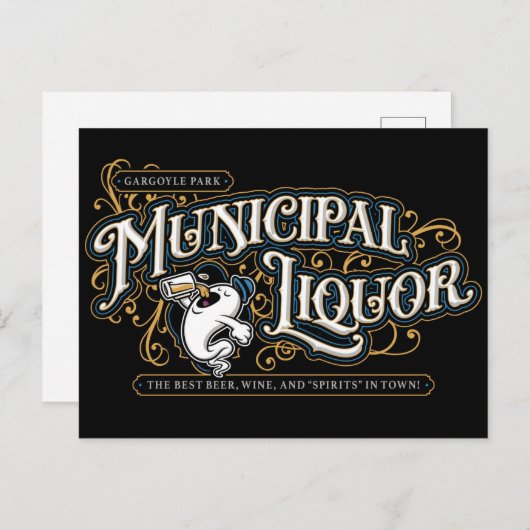 Gargoyle Park Municipal Liquor Postkarte (Vorne/Hinten)