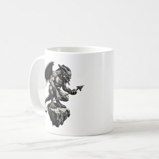 Gargoyle sitzt auf einem Felsen Kaffeetasse (Vorderseite Links)