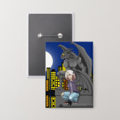 Gargoyle-Stadtlandschaft in urbaner Fantasy Button (Vorderseite/Rückseite)