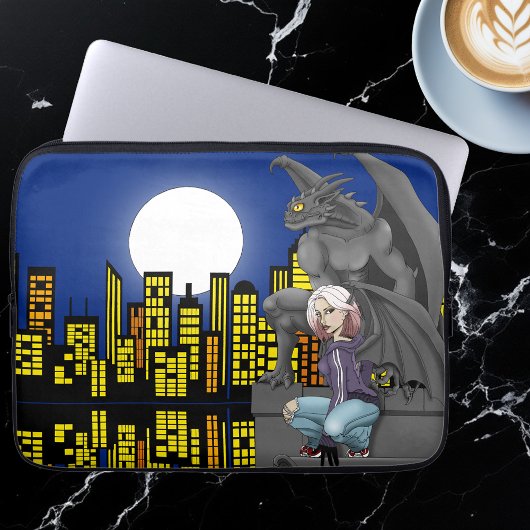 Gargoyle-Stadtlandschaft in urbaner Fantasy Laptopschutzhülle