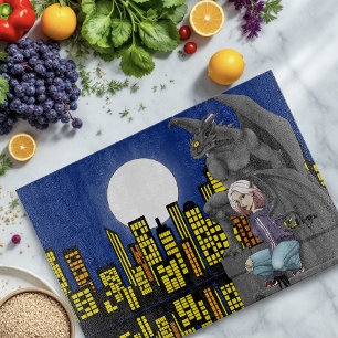 Gargoyle-Stadtlandschaft in urbaner Fantasy Schneidebrett