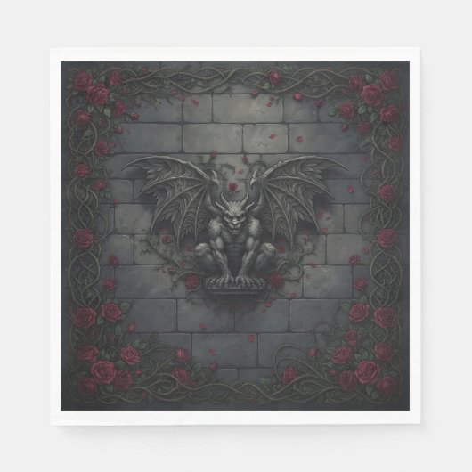 Gargoyle und Rosen Serviette (Vorderseite)