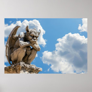 Gargoyle und Wolken Poster