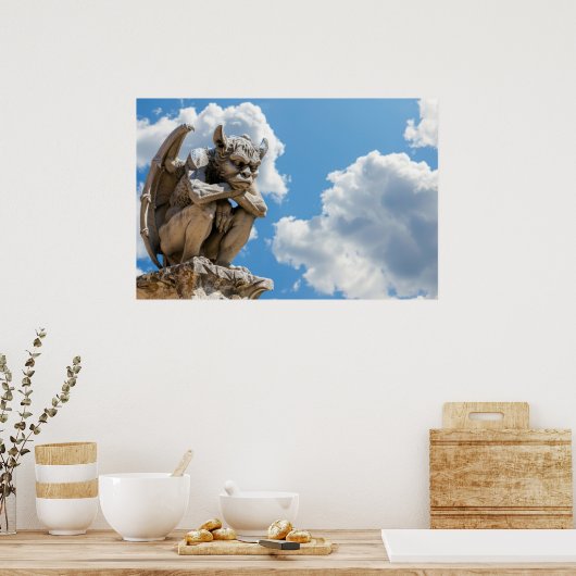 Gargoyle und Wolken Poster (Küche)