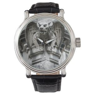 Gargoyle Vintag Leder Strap Black Watch Armbanduhr