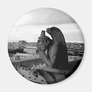 Gargoyle von Notre Dame Vintag Print Round Magnet