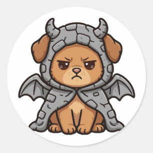 Gargoyle-Welpe Halloween-Klassiker-Rundaufkleber Runder Aufkleber