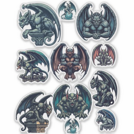 Gargoyles Fantasy Märchen Kunst Aufkleber (Vorderseite)