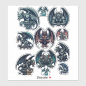 Gargoyles Fantasy Märchen Kunst Aufkleber (Blatt)