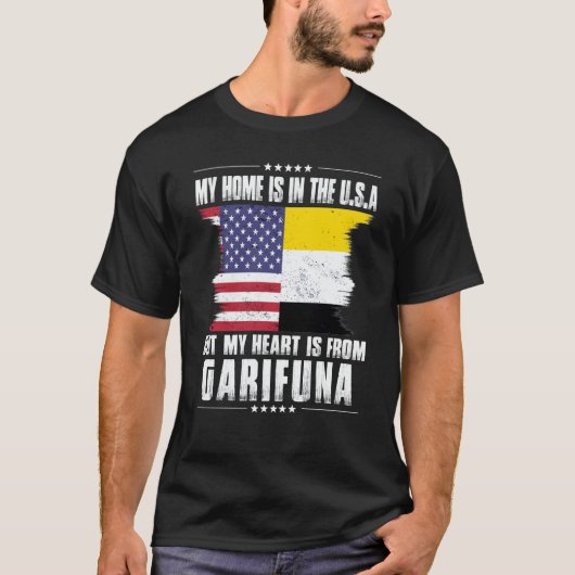Garifuna American Patriot Grown Proud Home Heart U T-Shirt (Vorderseite)