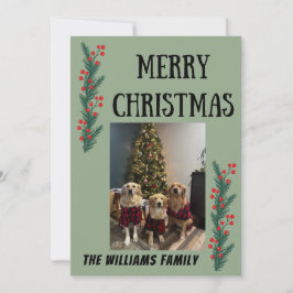 Garland and Berries Merry Christmas Card Dankeskarte