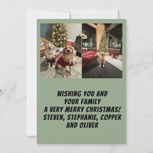 Garland and Berries Merry Christmas Card Dankeskarte (Rückseite)