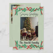 Garland and Bows Seasons Greetings Card Einladung (Vorne/Hinten)