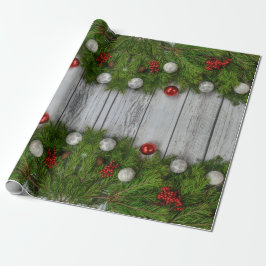Garland auf Stallholz Weihnachtswrapping Papier Geschenkpapier