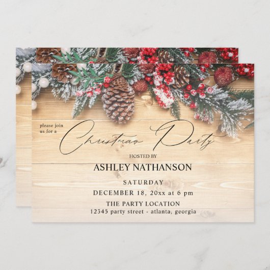 Garland & Berries Rustikales Weihnachtsgebäck Part Einladung (Vorne/Hinten)