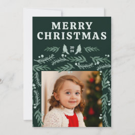 Garland Border Green Botanic Two Foto Feiertagskarte