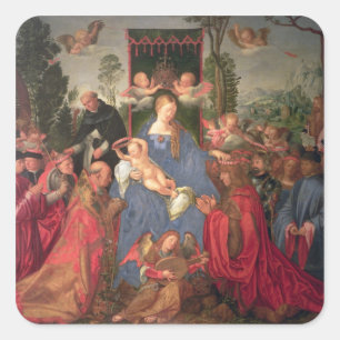 Garland der Rose Altarpiece, 1600 Quadratischer Aufkleber
