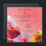 Garland Of Roses 80th Birthday Party Magneteinladung<br><div class="desc">Beautiful personalized 80th birthday party invitation for women and girl's. A beautiful printed image of 4 / four colored roses along the bottom part of this pretty girly invite, 2 pink, 1 white and 1 yellow/gold, with a chic pink background with an image of a large open rose. A stunning...</div>