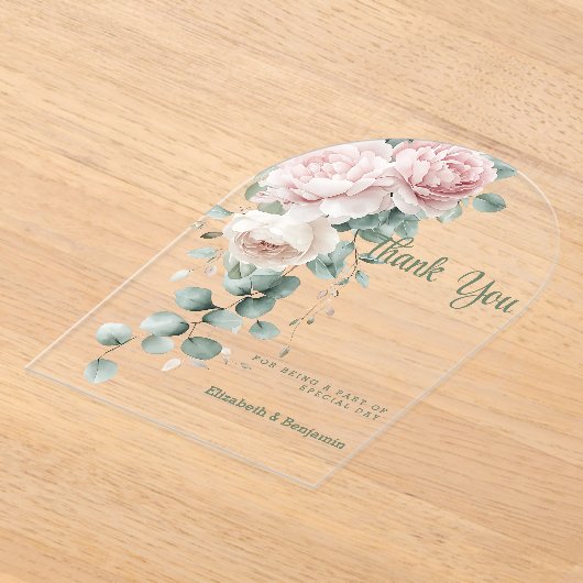 Garland Pink-Pfannkuchen Eukalyptus-Blatt Danke Acryleinladungen (Ablage )