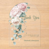 Garland Pink-Pfannkuchen Eukalyptus-Blatt Danke Acryleinladungen (Vorderseite)