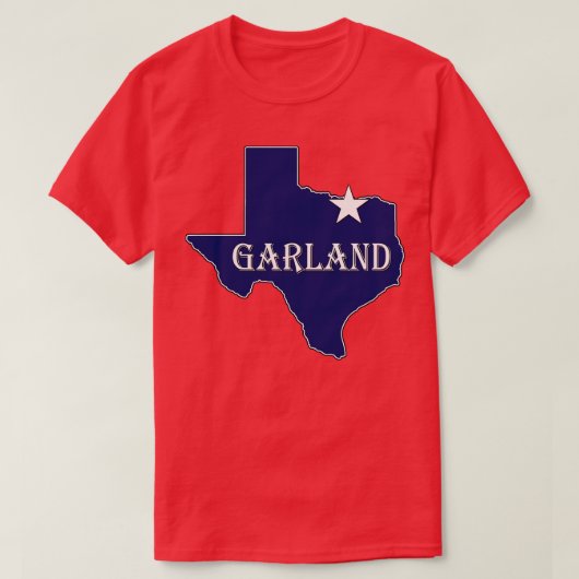 Garland Texas Lone Staat Map TX City Navy Blue T-Shirt (Design vorne)
