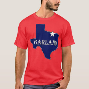 Garland Texas Lone Staat Map TX City Navy Blue T-Shirt
