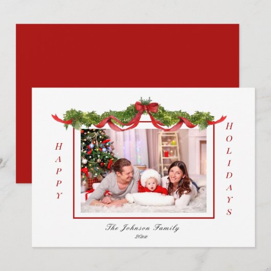 Garland und Bows Holiday Foto Ankündigung (Vorne/Hinten)