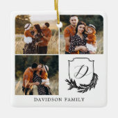 Garland Wreath Monogram Family Foto Gallery Black Keramikornament (Vorderseite)