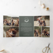 Garland Wreath Monogram Foto Gallery Dreifach Gefaltete Urlaubskarte (Innenseite)