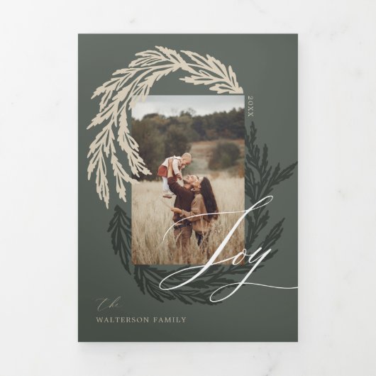 Garland Wreath Monogram Foto Gallery Dreifach Gefaltete Urlaubskarte (Cover)