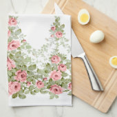 Garlands von elegantem Rosa Viktorianische Rose Geschirrtuch (Viertel Falte)