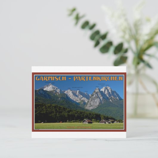 Garmisch - Die Zugspitze und die Alpspitze Postkarte (Stehend Vorderseite)