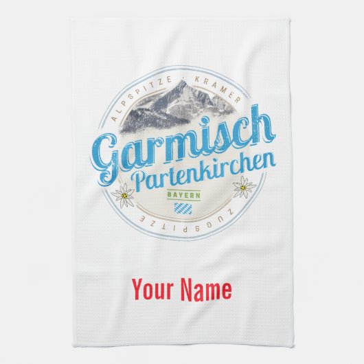Garmisch Partenkirchen Bayern Vintage Alpen Geschirrtuch (Vertikal)